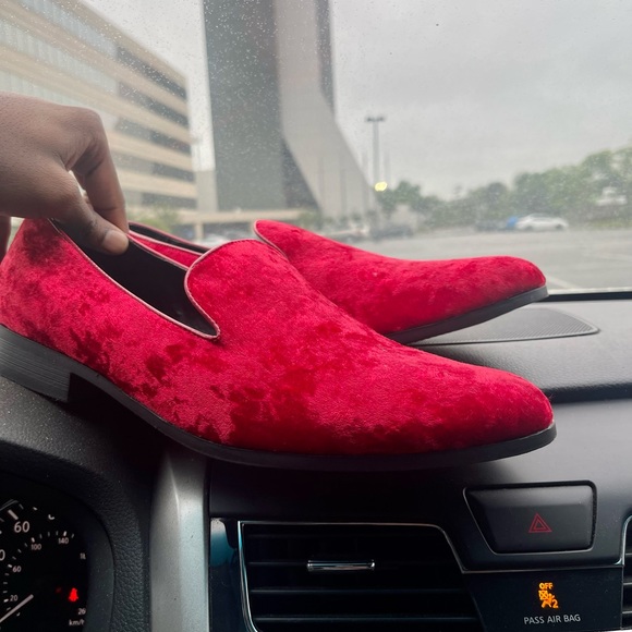 Velvet Men's Slip on Loafers (Red / Black) (Size 13) - Picture 4 of 6